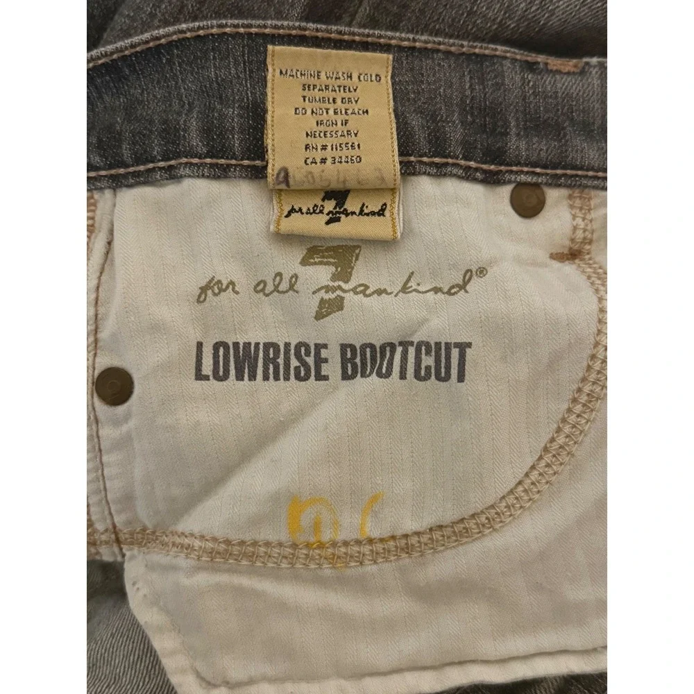 7 For All Mankind Lowrise Bootcut Jeans Grey Distressed Denim Size 31